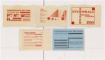 (DESIGN.) Moholy-Nagy, László. Group of 5 postcards for exhibitions at Der Sturm gallery.